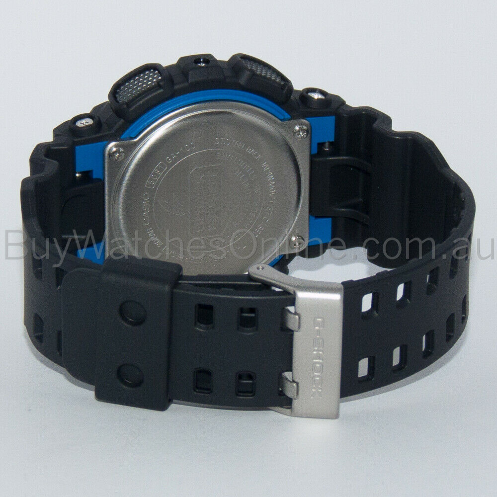 Casio G-Shock Analogue/Digital Mens Black/Blue XL Watch GA100-1A2 GA-100-1A2DR